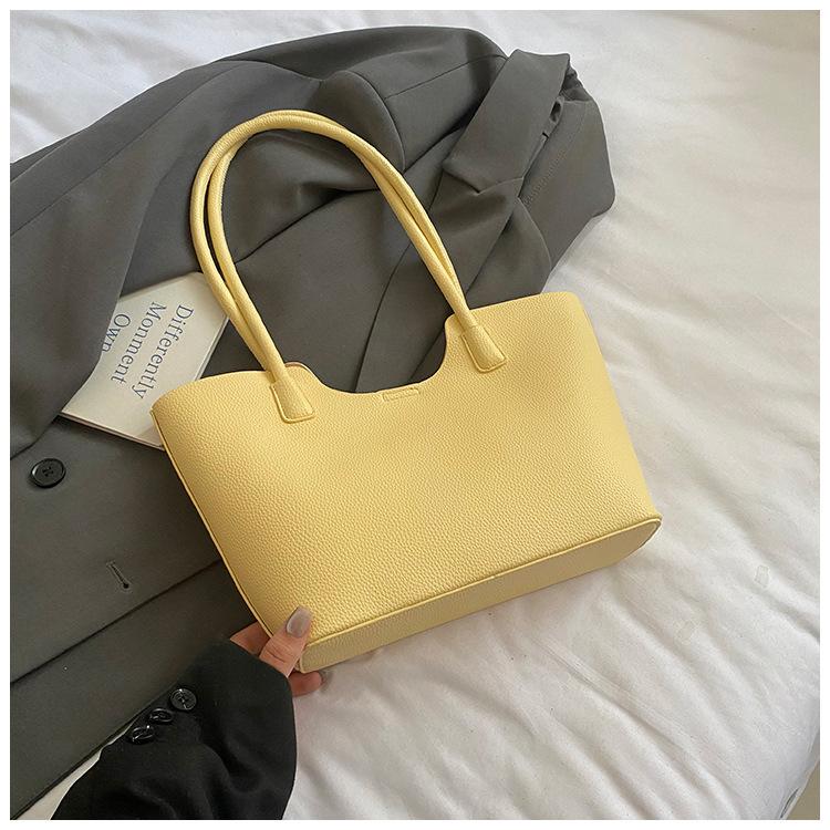 2025 Spring and Summer New Girls Fashion Handbag Foreign Style Simple Solid Color Shoulder Bag Women's Bag Large Capacity Tote Bag