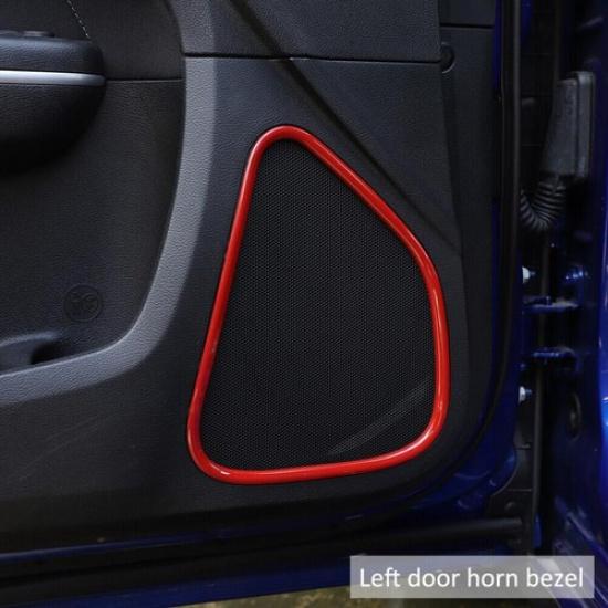 For 2011- Dodge Charger ABS Red Interior Front Door Speaker Ring Trim Covers