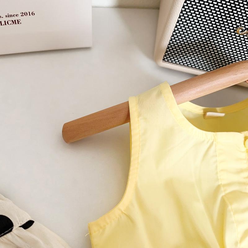 Girls' Mori Style Polka Dot Babydoll Tank & Wide Leg Pants Set