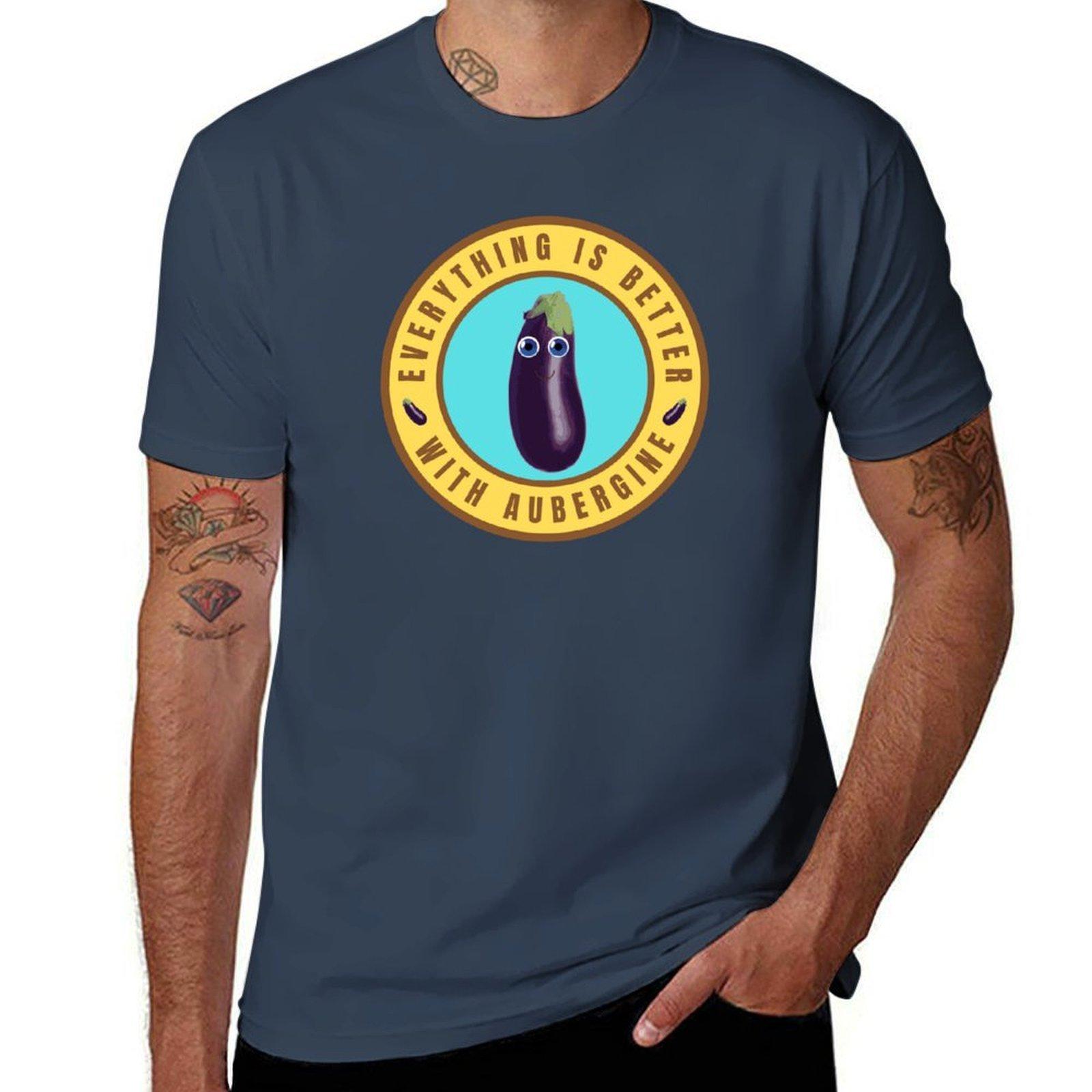Everything is better with Aubergine TShirt man t shirt cotton high quality black cotton tshirt plain for man package TShirt S