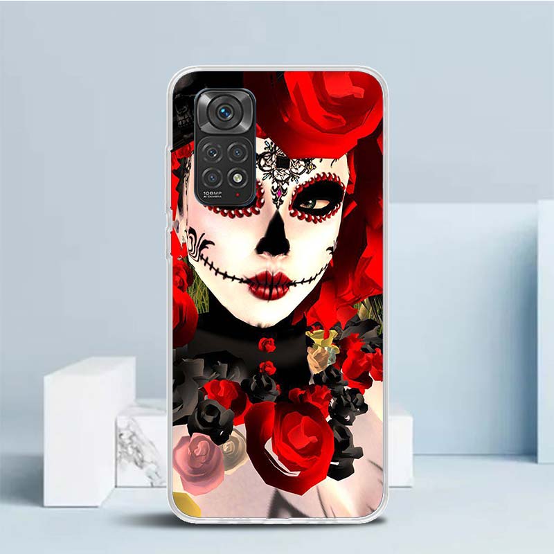 Catrina Beautiful Rose Girl Skull Soft Cover for Xiaomi Redmi Note 15 14 13 12 Pro Plus Phone Case 14S 11S 11T 11E 10S 10 4G Pat