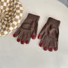 Nail polish gloves winter wool knitting solid color funny finger gloves cycling warm trendy