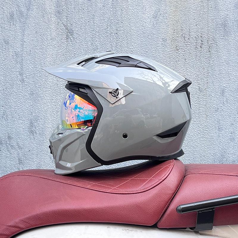 Street Fighter Motorcycle Helmet Men's and Women's Full Helmet Four Seasons Locomotive Retro Detachable Combination Helmet
