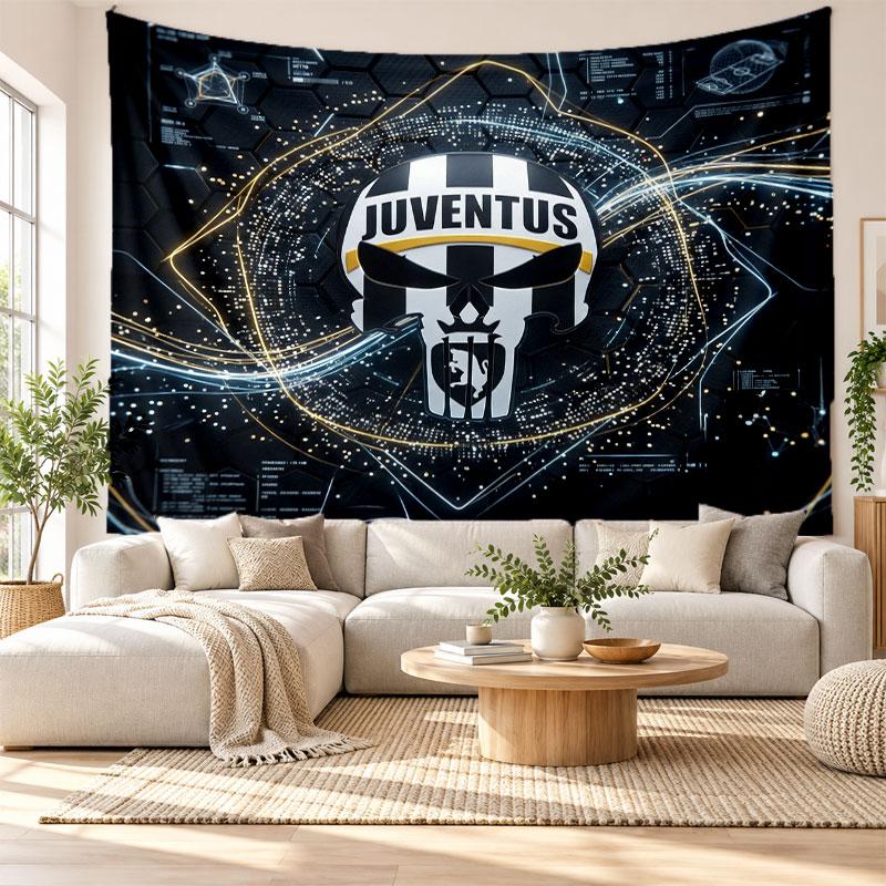 Juventus FC Wall Tapestry, Soft Fabric Wall Hanging, Decorative Backdrop For Bedroom Home Wall Art