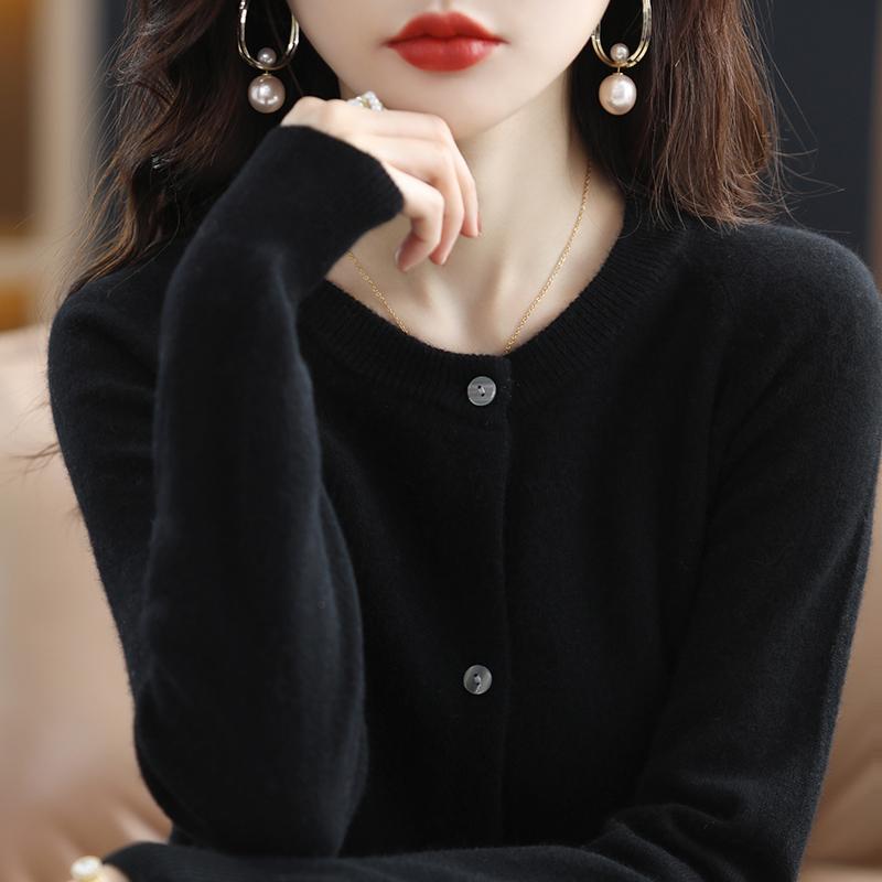 Cardigan damă din cașmir Qinghe cașmir 30% cașmir 70% lână toamnă și iarnă cardigan îngroșat din cașmir moale și cald