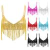 Shiny Sequin Tassel Bra for Womens S-3XL - Swing Fringe Bralette No-pad Wireless Top for Belly Dance Disco Dancewear