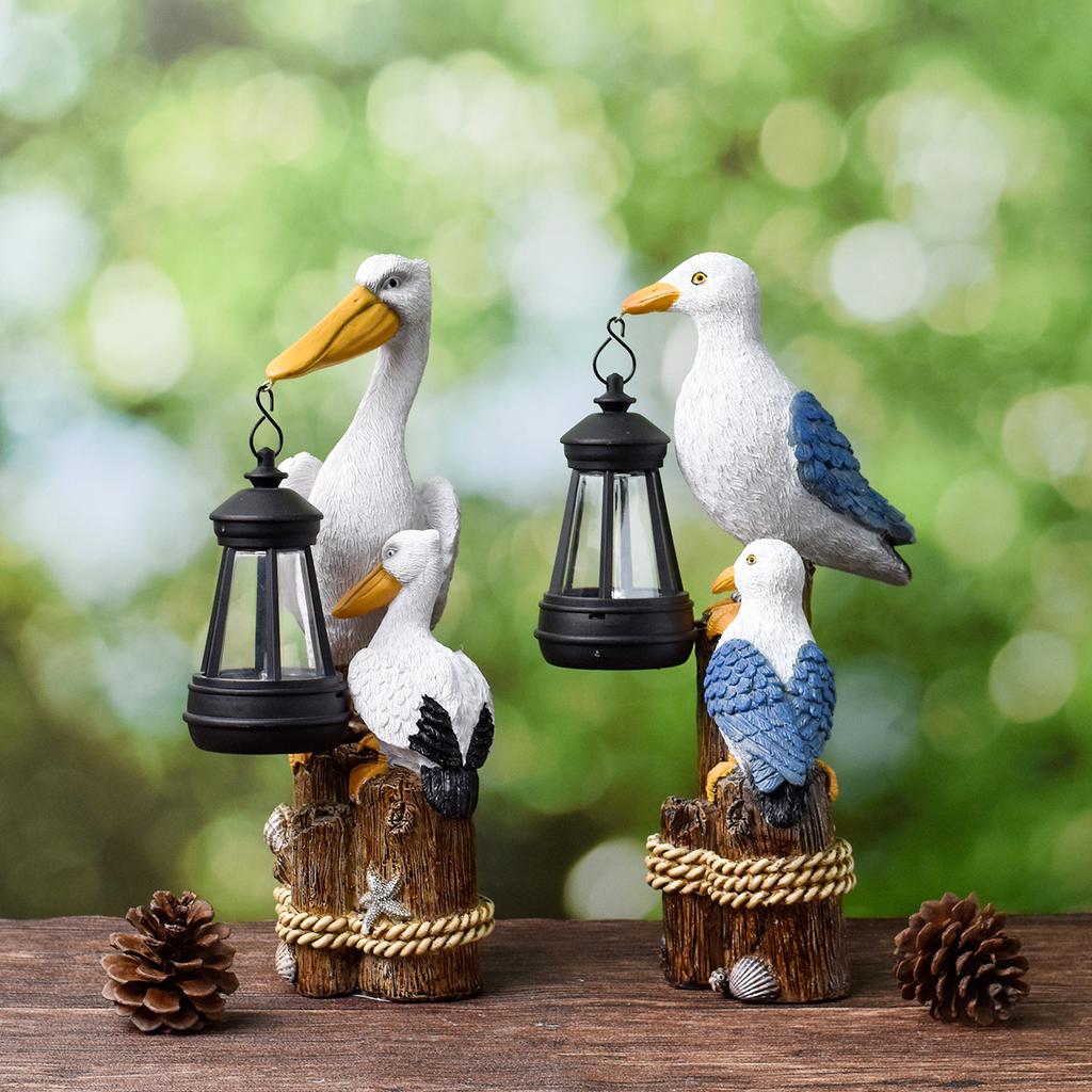 JYL TS/080,Resin Cute Pelican Seagull Pendant Light Solar Outdoor Light Statue for Home Villa Decor