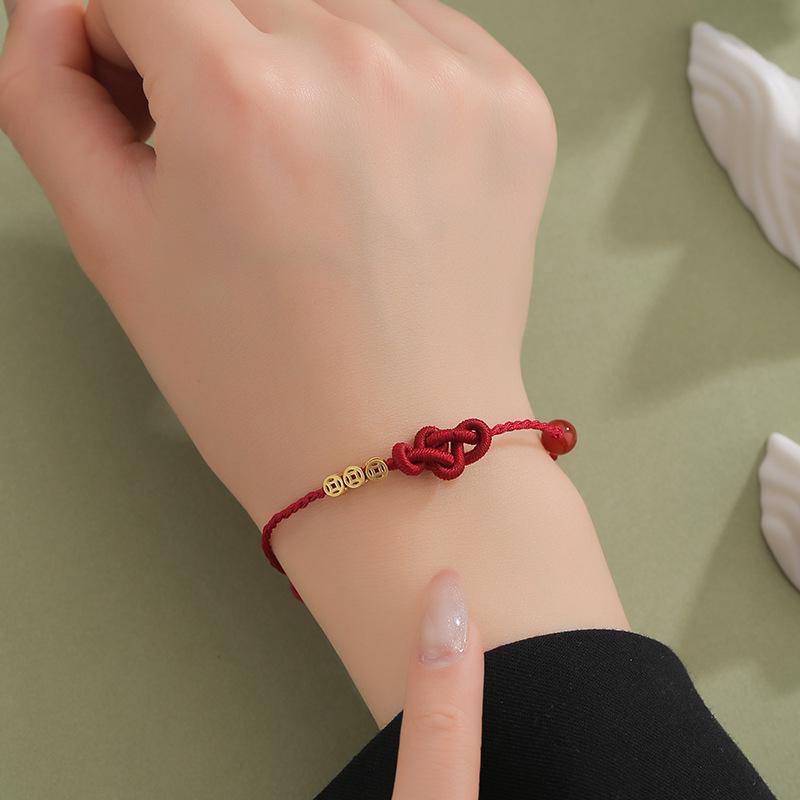 Elegant Lotus Good Luck Peace Woven Bracelet for Women Delicate Lovely Red Braided Rope Bracelet Party Jewelry Accessories