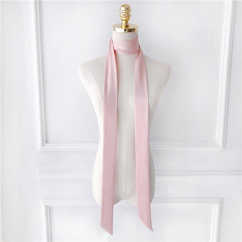 Versatile Korean-Style Silk Hairband & Scarf: 200cm Solid Color, Thin and Narrow, Ideal for Tying Bags or as a Neckerchief, Satin Ribbon Accessory.