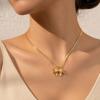 Elegant Stainless Steel Bow Pendant Necklace for Women Trendy 18k Gold Plated Snake Chain Choker Waterproof Fashion Jewelry