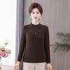 Women's Long-Sleeve Velvet-Lined Warm T-shirt for Middle-Aged & Elderly - Autumn/Winter Layer