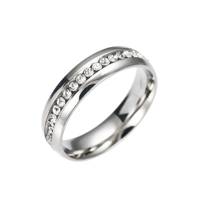 Luxury Gold Color Mounting Feminino Stainless Steel Ring Bijoux 0.5 Ct Single Row Zirconia Engagement  Silver Color Rings