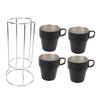 4PCS Camping Double Layer Cups Stainless Steel Food Grade Plastic Spraying Stackable Coffee Cup for Picnic Black
