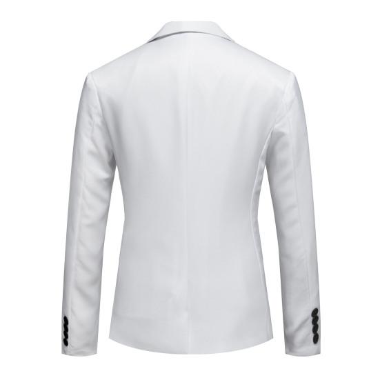 Men Suit Coat Formal Business Style Slim Fit Single Button Solid Color Cardigan Lapel Pockets Long Sleeve Satin Commute Office Groom Wedding Prom