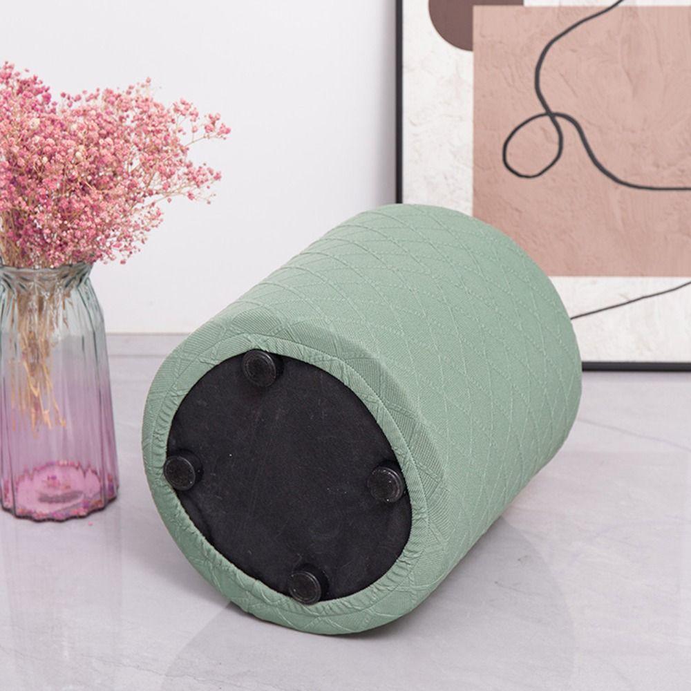 Durable Solid Color Jacquard Ottoman Cover Round Elastic Square Stool Cover Soft Footrest Slipcover Living Room