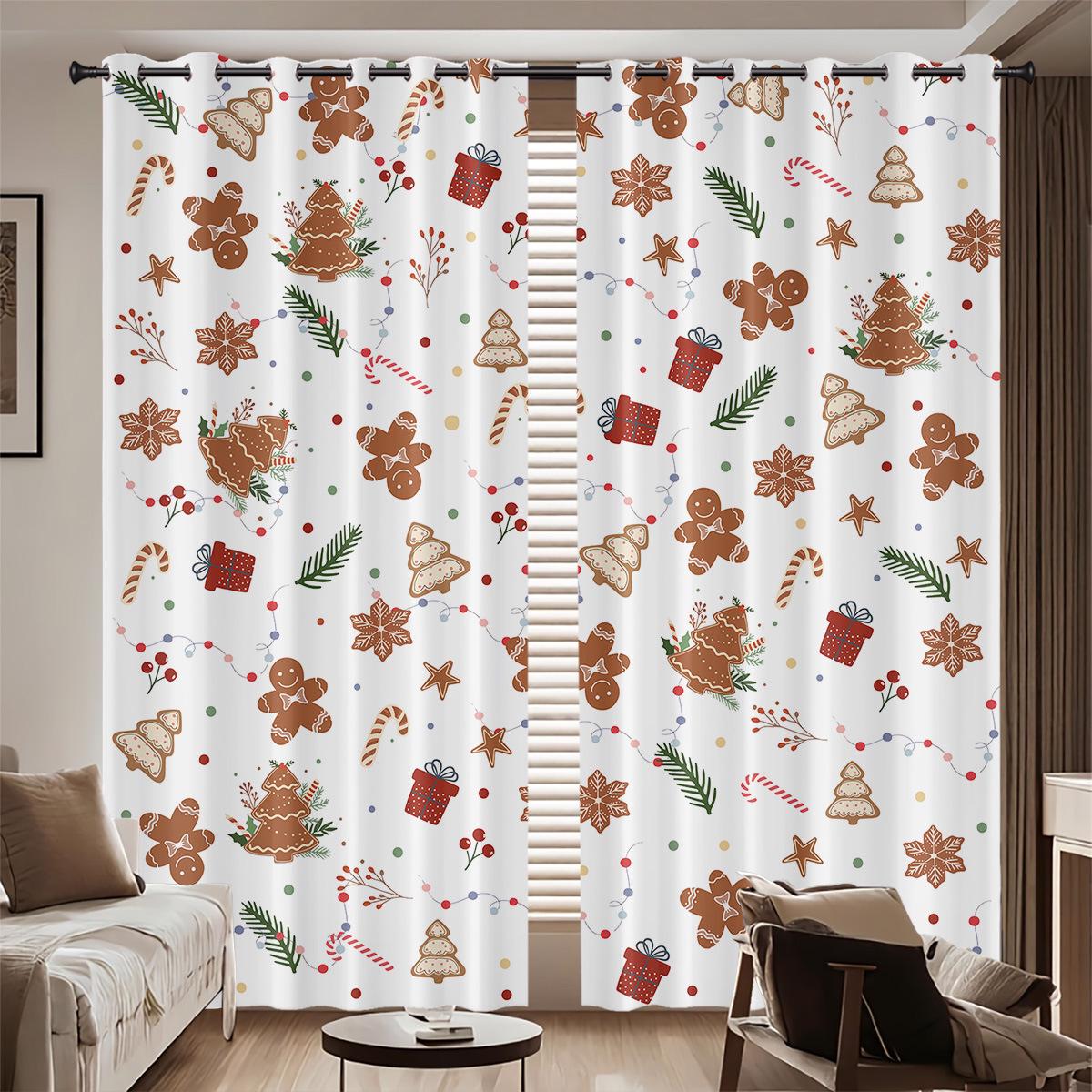 

Custom Gingerbread Man Blackout Curtains - Digital Print, Thickened Polyester, Sun Protection 140x160 cm