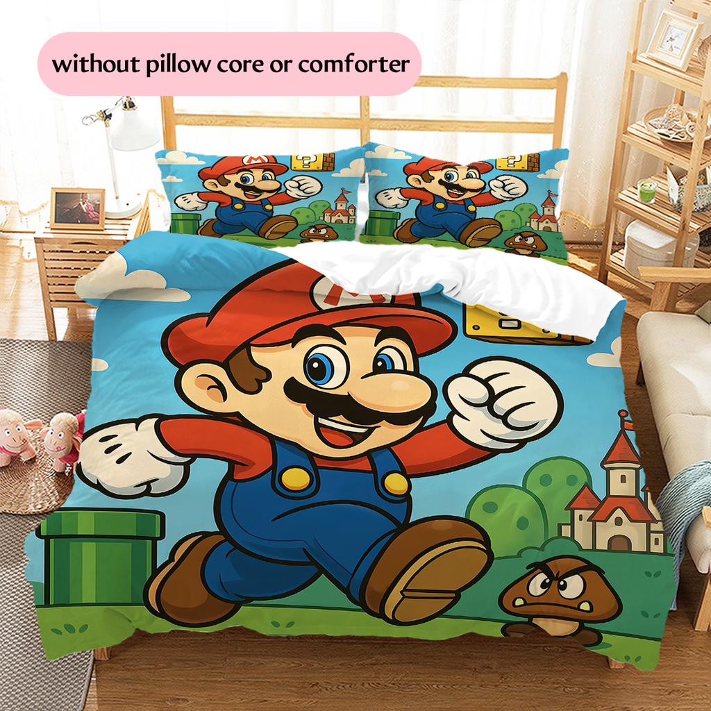 Mario Retro Comic Duvet Cover & Pillowcases, Mario Fan Bedroom Bedding, Perfect Gift.chl