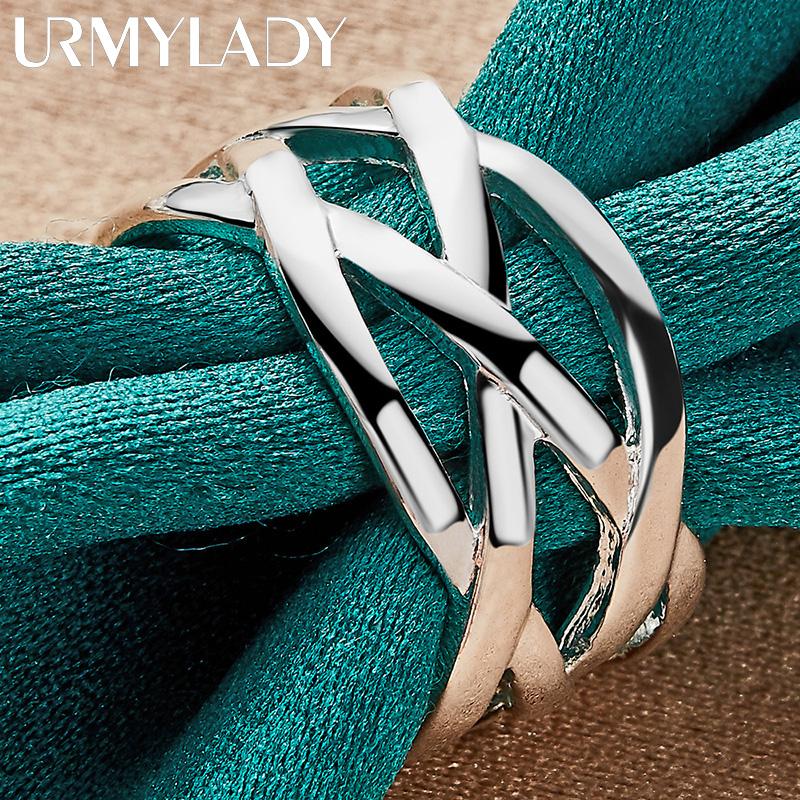 925 Sterling Silber Net Weben 5-10# Ring für Frauen Männer Hochzeit Charm Verlobung Modeschmuck