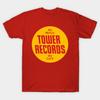 Men Black Print T-shirt Tower Records 1960 No-Cut Transfer Paper Print Cotton Tshirt