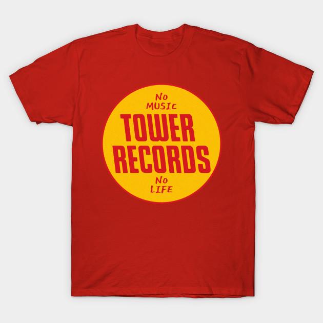 

Men Black Print T-shirt Tower Records 1960 No-Cut Transfer Paper Print Cotton Tshirt 4XL червоний