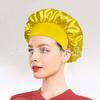 Solid color wide edge high elastic adult nightcap men's and women's fashion hair care beauty shower cap satin