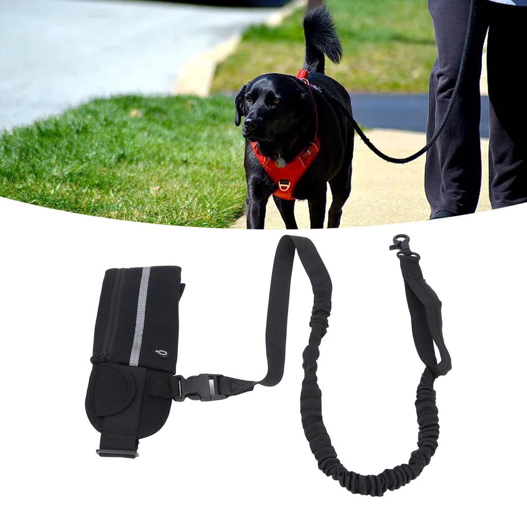 Dog Leash with   Pouch Waist Leash for Dog Walking Training Running Elastic Rope Waist Bag Reflective