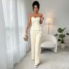 Elegant Summer Strapless Vest Two-Piece Set with Ruched Waist for Women