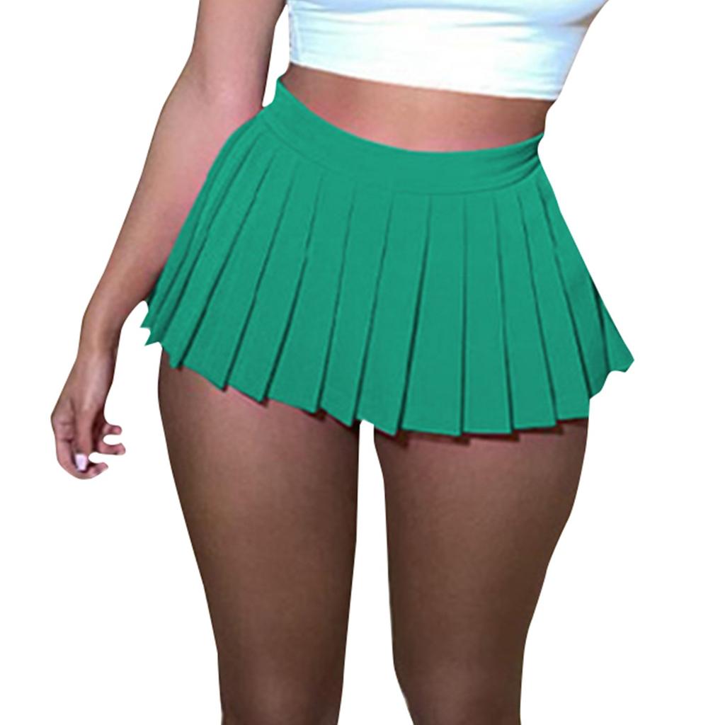 Damen Sommer Täglich Einfarbig Sexy Kurzer Faltenrock