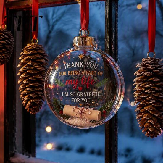Xmas Tree Christmas Ball Clear Acrylic Fillable Ball, DIY Transparent Ornament for Shatterproof Hanging Tree, Holiday, Wedding, Party, Home Decoration