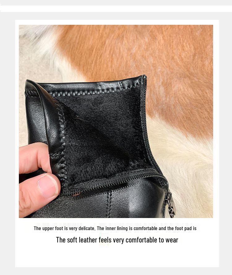 Bottines à talons carrés pour femmes - 2025 Peluche chaude française, Antidérapantes, Rehaussantes, Affinantes Style Martin pour Automne/Hiver