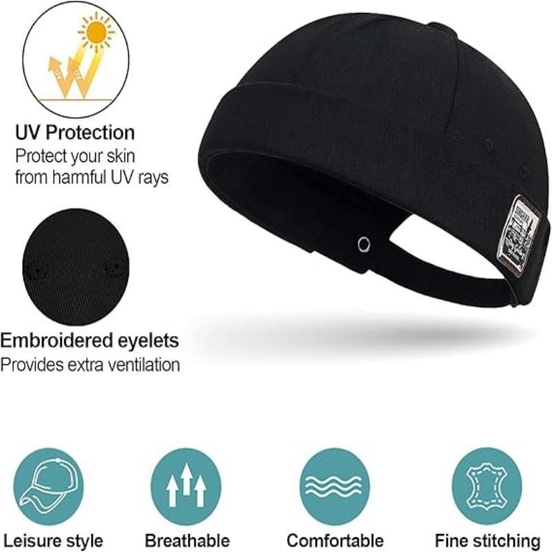 Unisex Cotton Hat Adjustable Brimless Docker Cap Rolled Cuff Sailor Hat Skullcap
