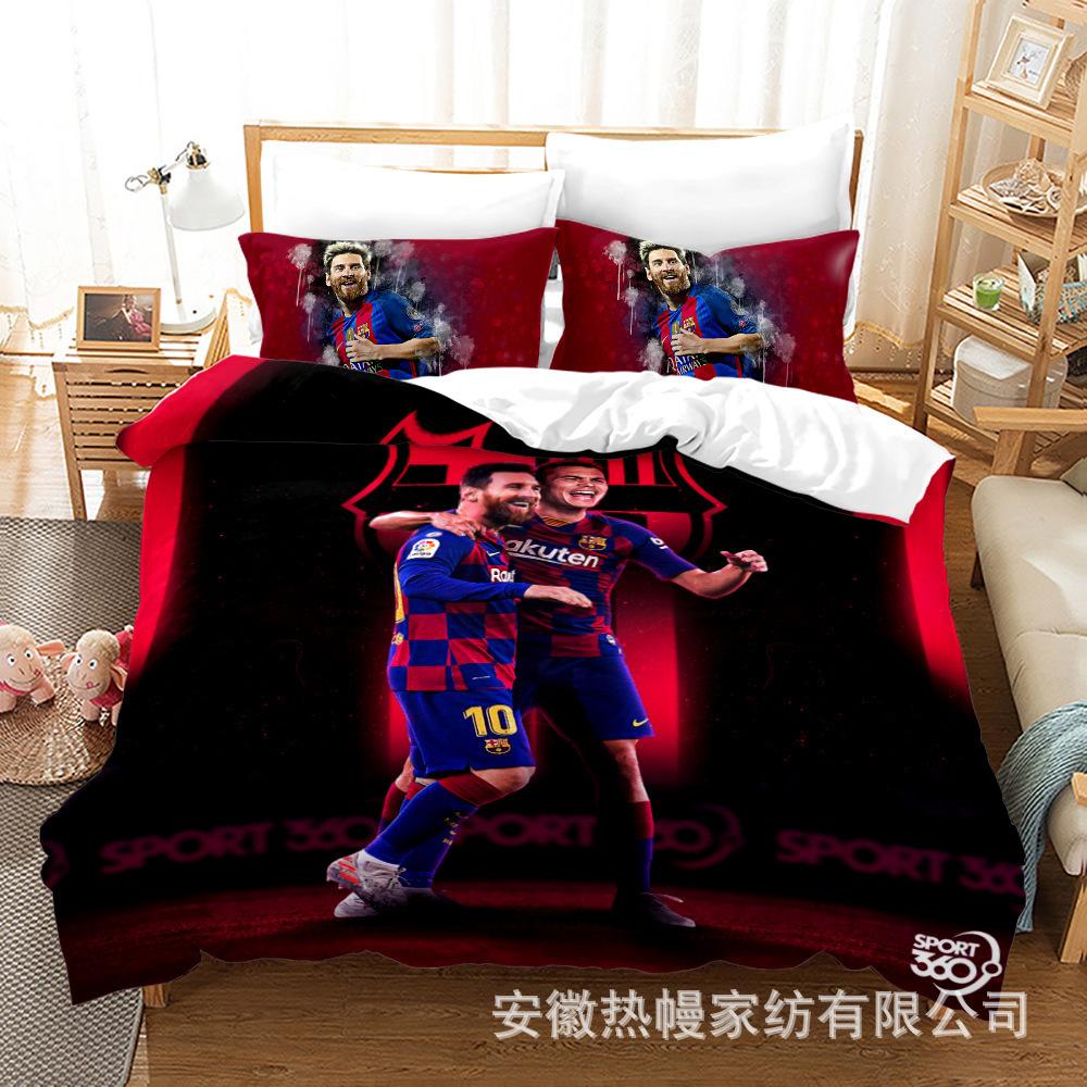 3D Three-Piece Size Football Quilt Cover Quilt Cover Home Textile
