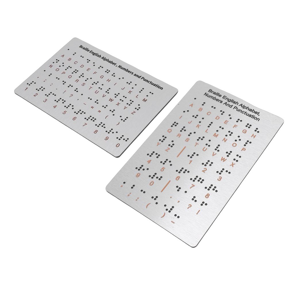2pcs Braille English Alphabet Numbers and Punctuation Board with Sturdy Raised Dots Braille Learning Tool for Braille