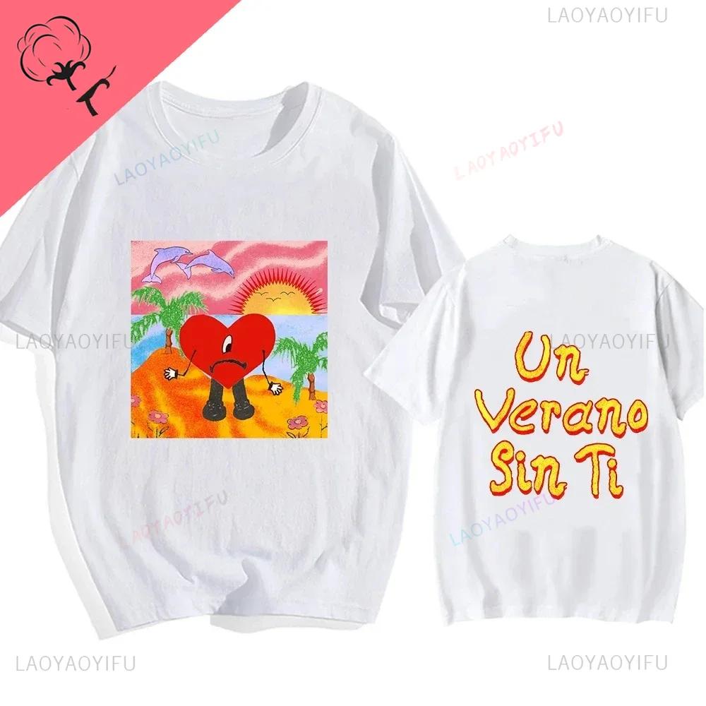 Bad Bunny UN VERANO SIN TI Music Album Print Tshirt Classic Harajuku Loose Streetwear Men Hip Hop Style Shortsleev Tshirt