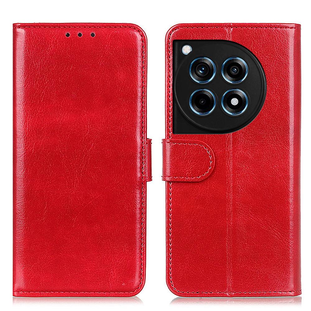 

For OnePlus Ace 3 5G/12R 5G Wallet Case Crazy Horse Texture Phone Leather Cover Red