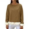 Women's Casual Round Neck Long Sleeve Sweatshirt Solid Color Sweatshirt