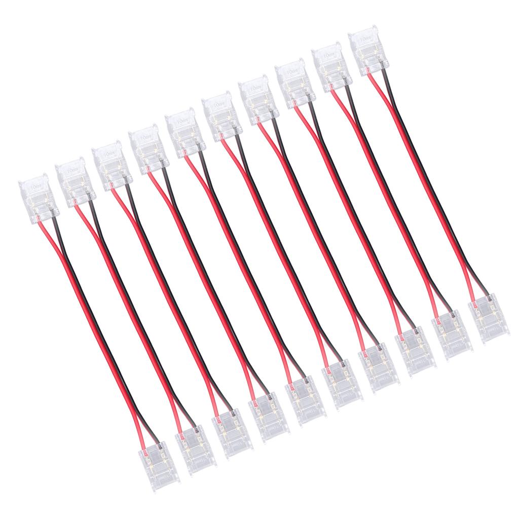 10 Pcs COB Strip Light Connector 2Pin PC Material 10mm Width Double Headed Strip To Strip Extension Connector