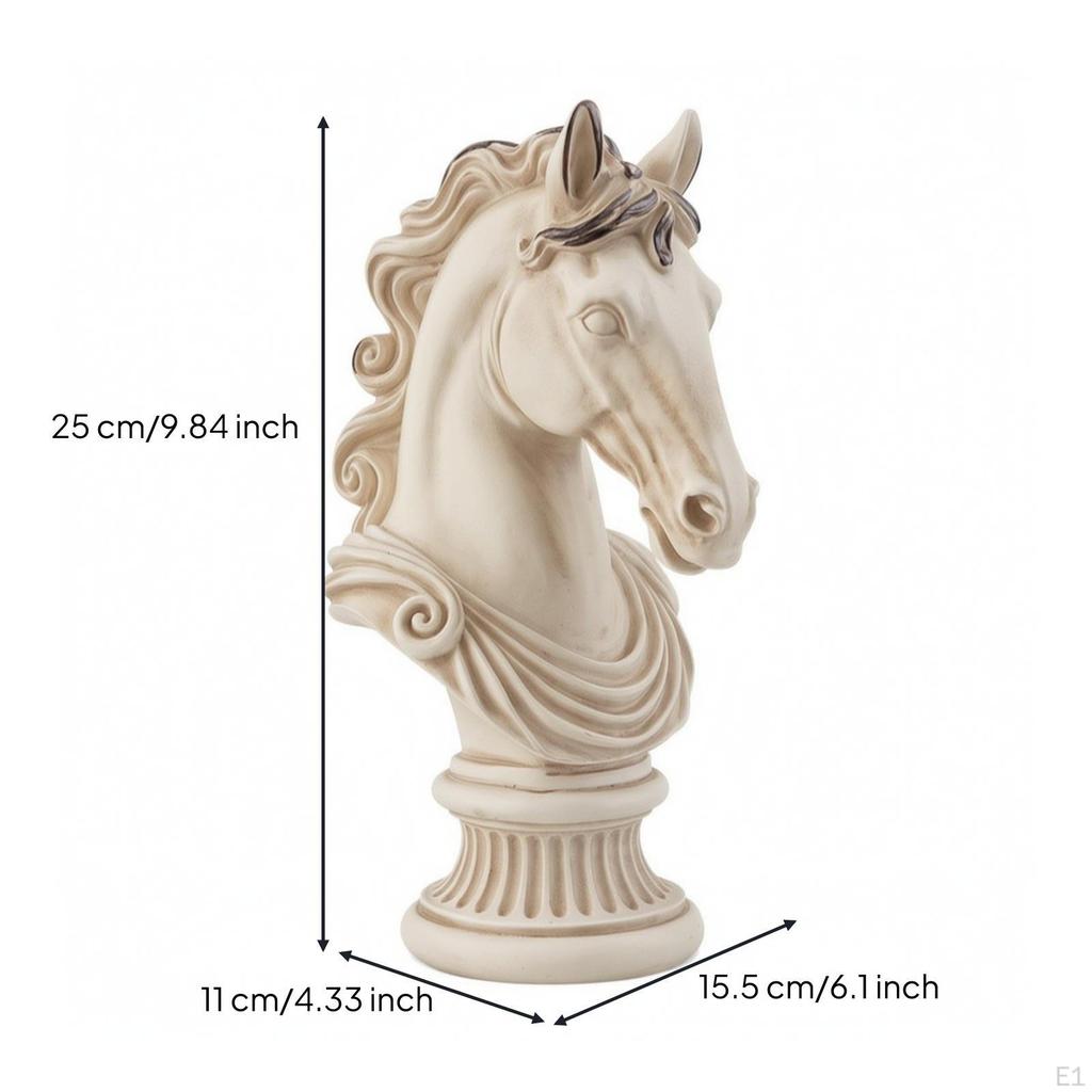 AntiqueStyle HorseHead Bust Sculpture | Raised Facial Detailing, Horse with Pedestal Base, for