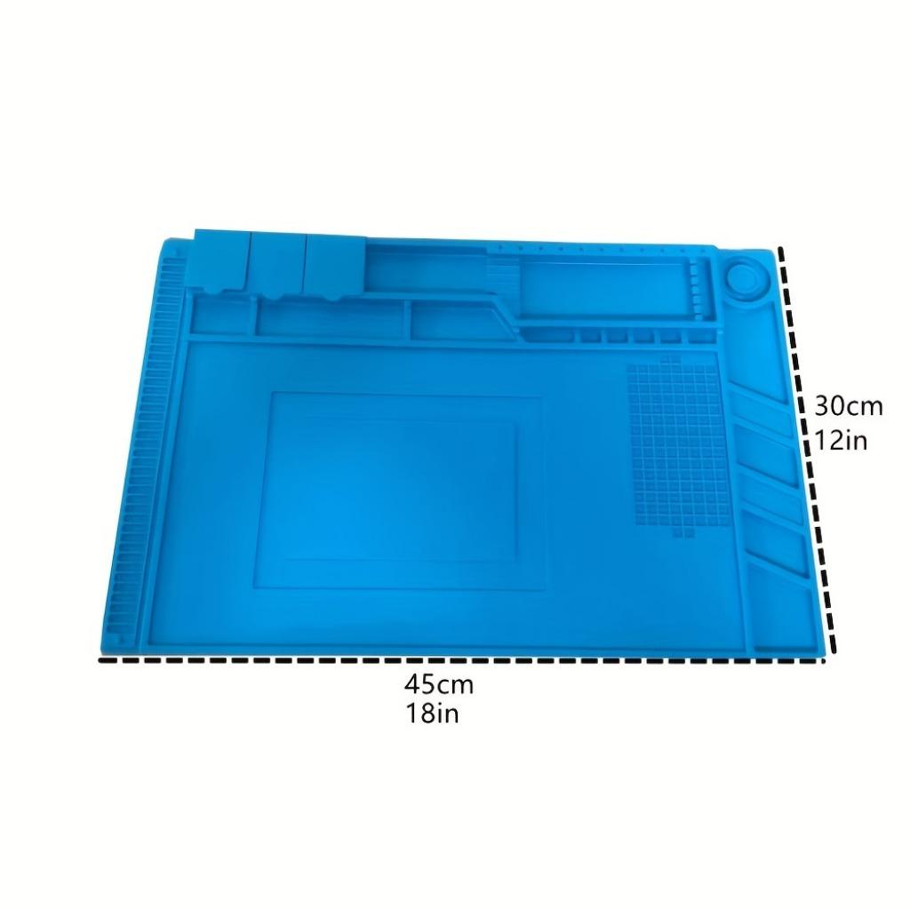 

Коврик для верстака для ремонта сотовых телефонов, термостойкий - магнитная отвертка, изолированный, нескользящий, легко чистится, прочный, многофункциональный 30*45cm/12*18inch синий