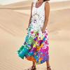 Women's Casual Fashion Flower Printed Sleeveless Pocket Dress