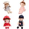 45cm Kawaii Schönes Mädchen Plüschpuppe Kissen Trägt Kleid Lammhut Frauen Mädchen Weiche Person Puppe Heimdeko Geschenk Für Kinder