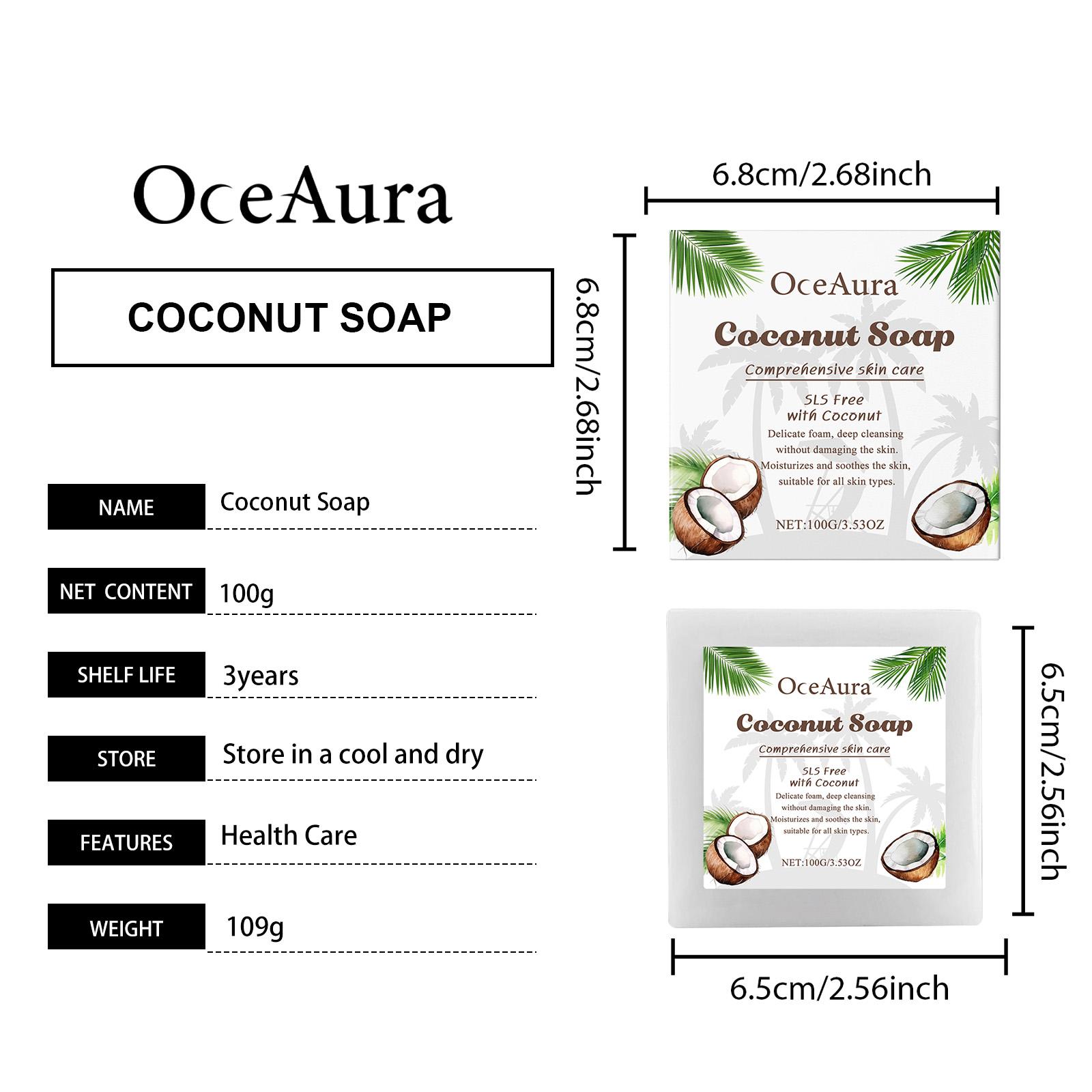 Coconut Calming Body Soap, Gentle Cleansing for Body Skin, Aromatic Moisturizing Comfort Bar for Daily Care 100g