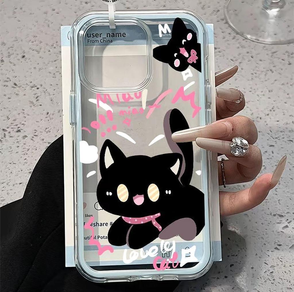 Cute Scare Cat, Suitable for iPhone17pro Mobile Phone Case Apple 16 2-in-1 14/13 Cartoon 12 Sets 15