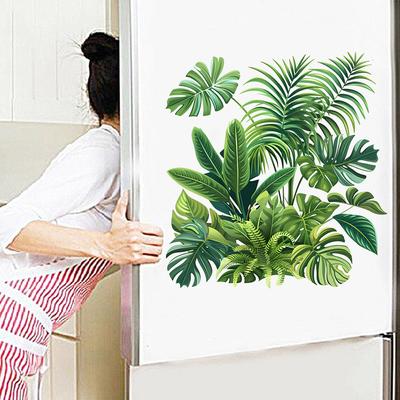 30*30cm Natural Original Plant Green Leaves Self-adhesive Waterproof Wall Sticker Refrigerator Window Toilet Decoration Painting