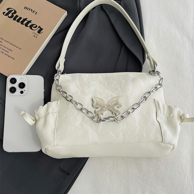 PU Material Four Seasons General Fashion All-match Small Backpack Chain Bow Solid Color Casual Dating Party Work