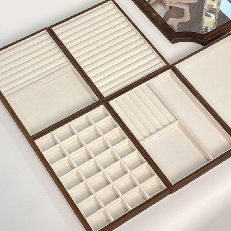 Eco Friendly Walnut Wood Grain Jewelry Tray Multifunctional Organizer Storage Solution for Living Room Bedroom Vanity