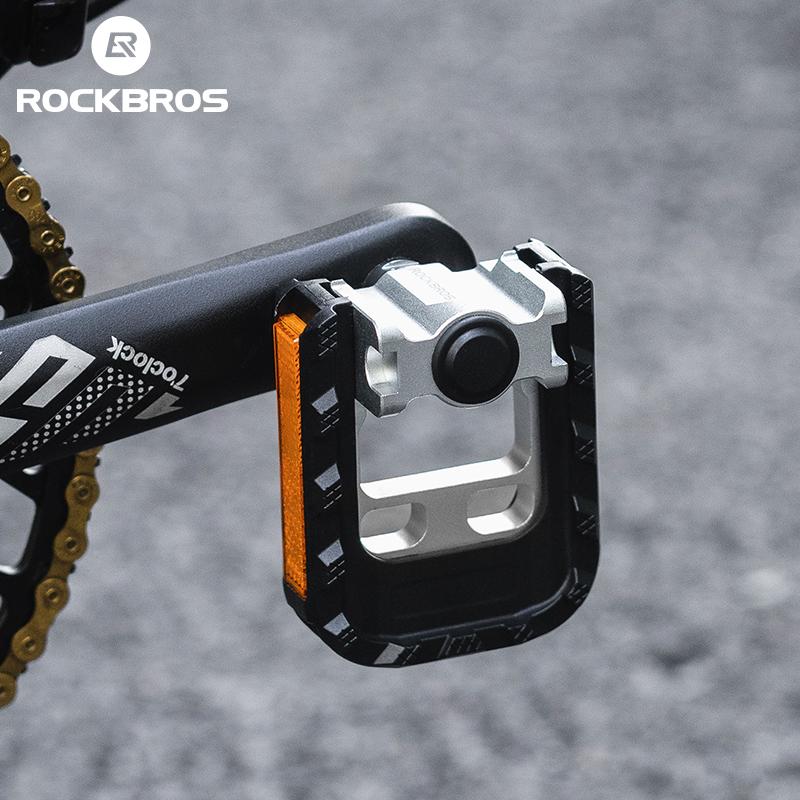 ROCKBROS Bicycle Foldable Pedals Aluminum Alloy MTB Mountain Bike Pedal Anti-slip Reflective Cycling Self-lubricating Pedal