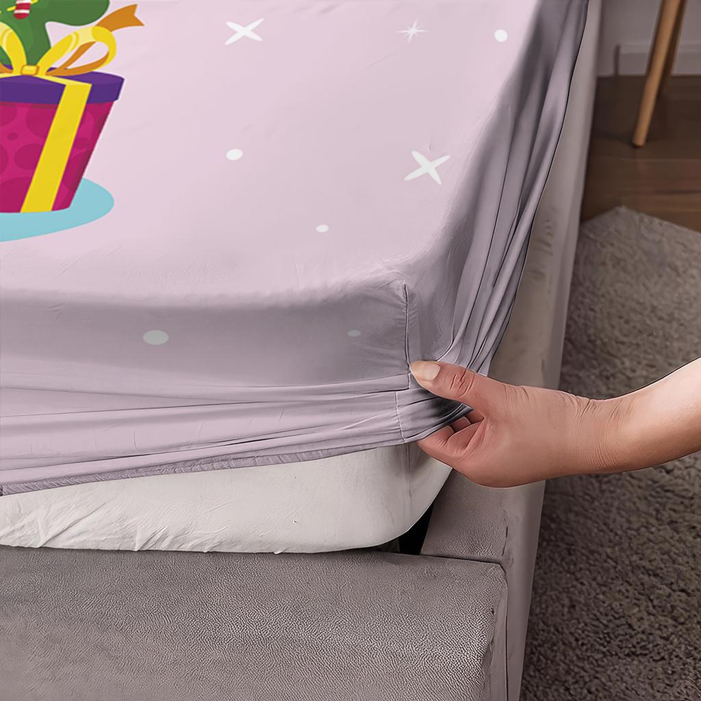 3pcs pink Christmas tree print coreless bed sheet set multiple sizes soft bed cover bedroom bedding decoration machine washable