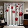 2 sztuki HD Boże Narodzenie Śnieg scena czerwona kula opadająca dekoracyjna zasłona biały krawat cyfrowo drukowana zasłona styl dekoracji domu