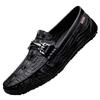 New Men's Shoes Crocodile Leather Loafers Genuine Leather Versatile Leather Shoes Four Seasons High-end Trendy Brand Casual Doudou Shoes Men's One